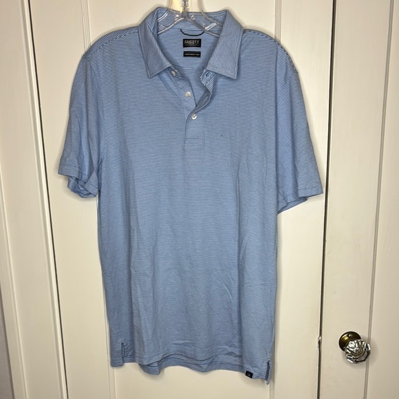 Faherty Other - Faherty Reserve Movement Blue & White Striped Polo Shirt Size Large Flaw